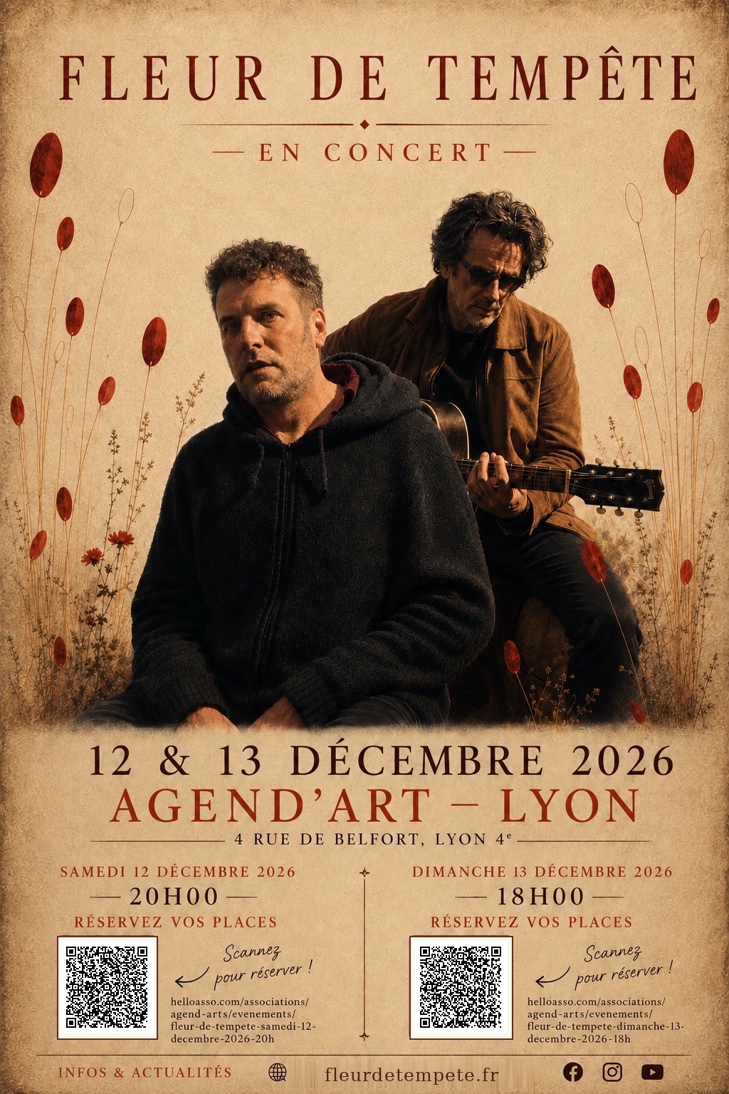 Affiche du concert Fleur de Tempête — 12 et 13 décembre 2026 à l'Agend'Art, Lyon